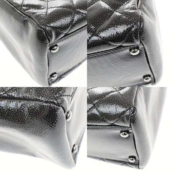 CHANEL Logo 2.55 Chain Shoulder Bag Grained Patent Leather Black SHW - Picture 7 of 16